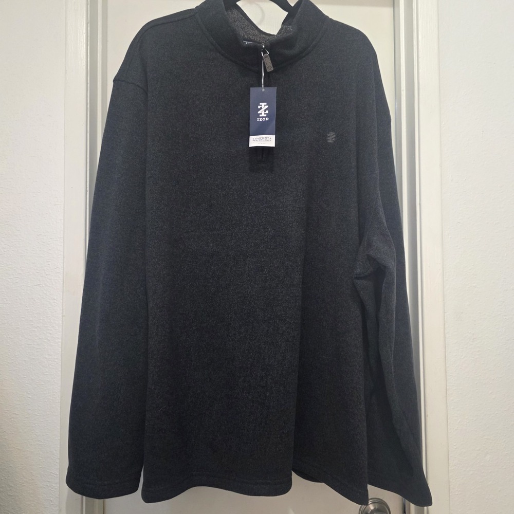 IZOD Mens Gray Thermasoft Comfort Performance 1/4 Zip Fleece Sweater 3XLT